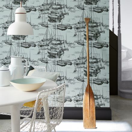 Обои Little Greene 20th Century Papers Zingara Cerulean Sea