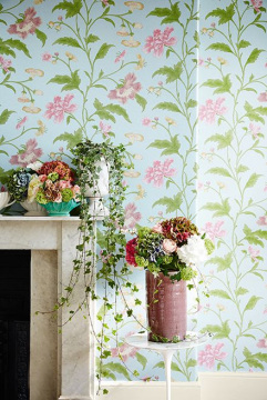 Обои Little Greene Archive Trails China Rose Blue Lustre